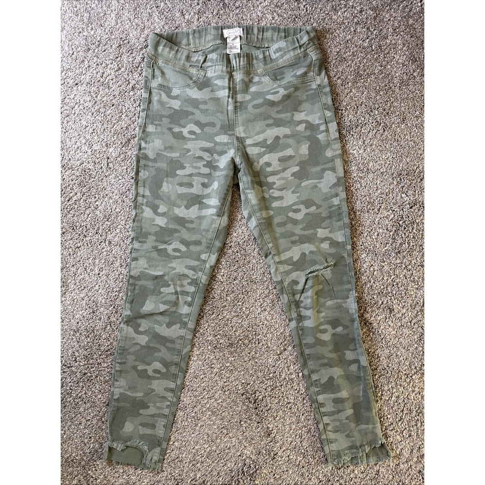 Mudpie‎ Women's Pull On Jeans Distressed Green Camouflage Size M